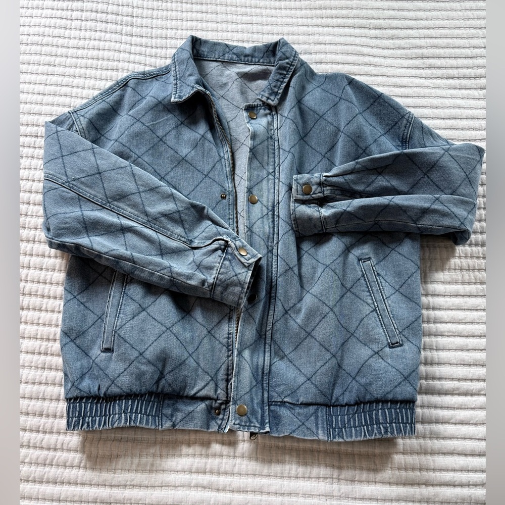 Quilted Blue Denim Jacket